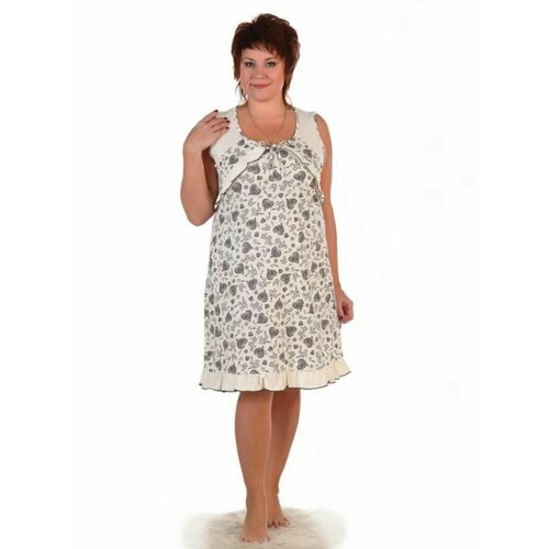 Сорочка , размер 54, бежевый, коричневый