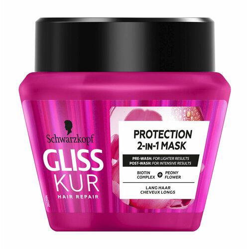 Маска для длинных волос, жирных у корней и сухих на кончиках Schwarzkopf & Henkel Gliss Kur Hair Repair Protection 2-in-1 Mask