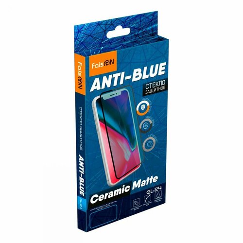 Противоударное стекло 2D FaisON Ceramics GL-24 Anti-Blue для Apple iPhone 14 Pro Max (полное покрытие / гибкое / защита глаз) черный, матовое