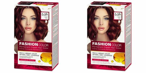 Rubella Стойкая крем-краска для волос, Fashion Color 5.56 Темно-красный, 50 мл, 2шт