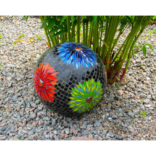 Декоративный шар Цветы Мозаика из витражного стекла для садового декора и интерьера