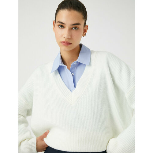 фото Свитер koton, размер m, белый, бежевый