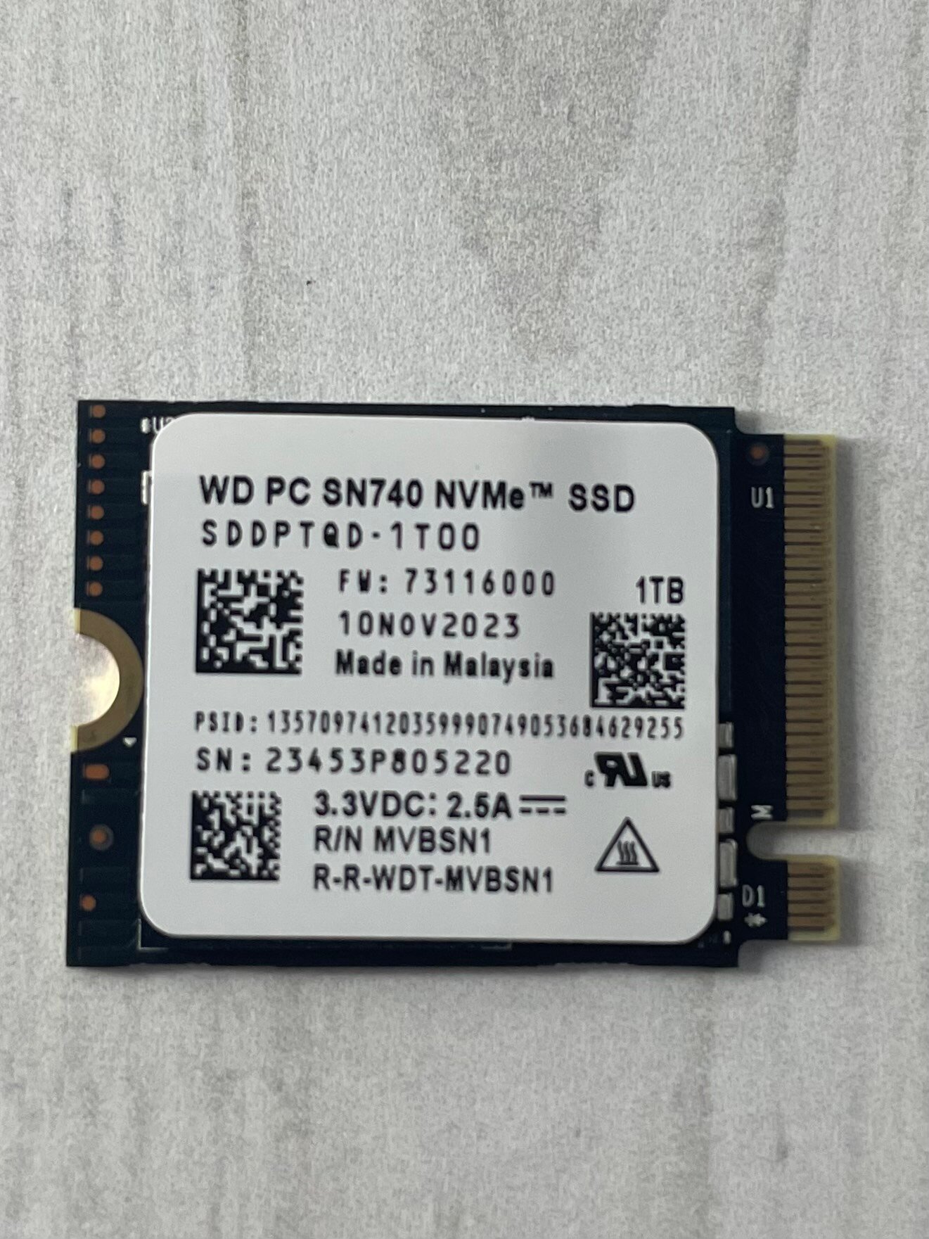 1ТБ SSD Western Didgital SN740 2230 PCIe 4.0 NVME для Steam Deck, Asus rog Ally, Surface laptop