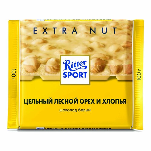 Шоколад белый Ritter Sport Цельный лесной орех и хлопья, 100 г 5шт