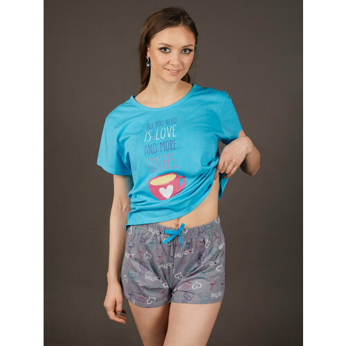 Пижама Kayser, размер XL, розовый, бирюзовый