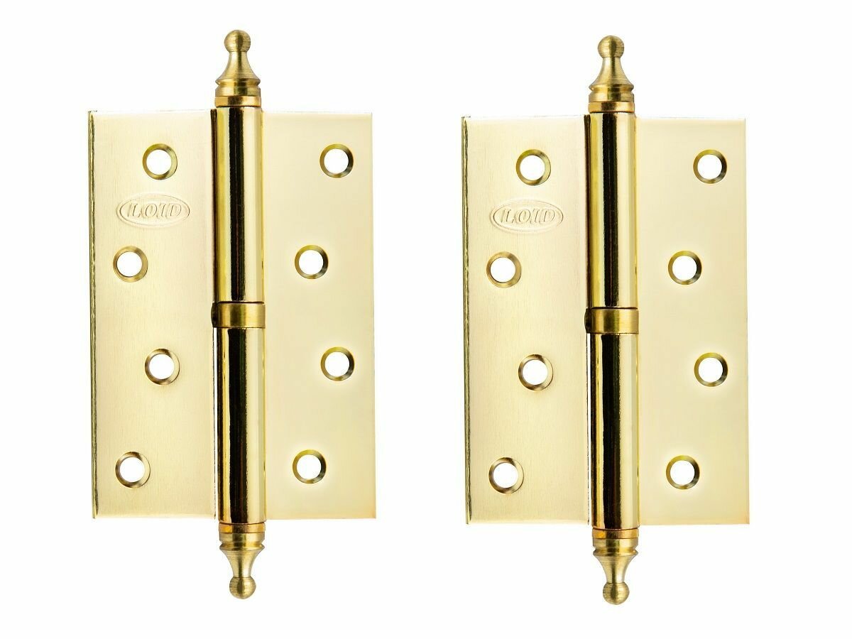 Петли (2 шт) дверные Loid 100x75x2.5 мм PB Золото (врезные съемные с короной) CHP Left Левые