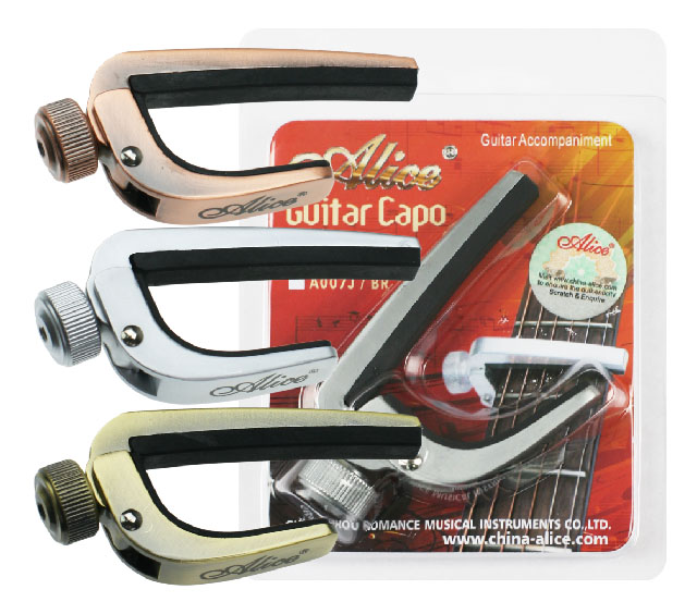 Каподастр для акустической и электрогитары Alice, хром (A007J-PC) — фото 1