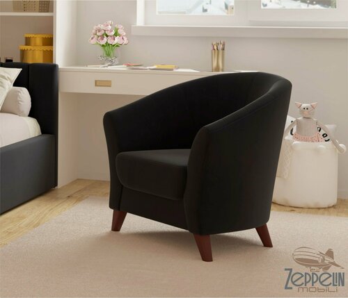 Изображение товара Кресло Zeppelin Mobili Line, мягкое, велюровое, темное, с подлокотниками