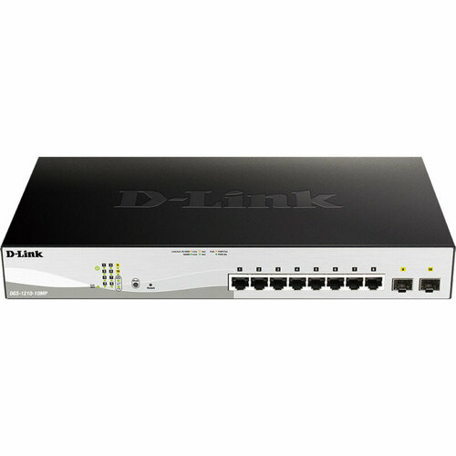 Коммутатор D-Link DGS-1210-10MPF3A L2 8x1Гбитс 2SFP 8PoE 130W настраиваемый 22242₽