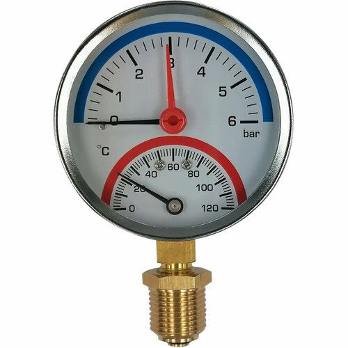 Термоманометр радиальный 70 мм 120 С 0.6 Мпа 1/2