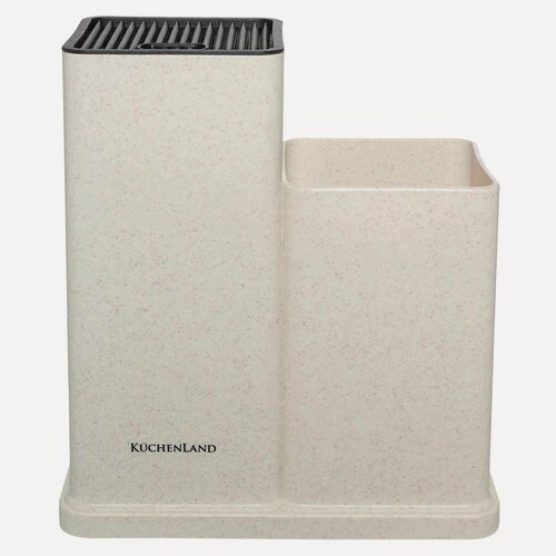 Изображение товара Подставка для ножей и кухонных принадлежностей, Kuchenland, 23 см, 2 отд, пластик, молочная, Speck-light