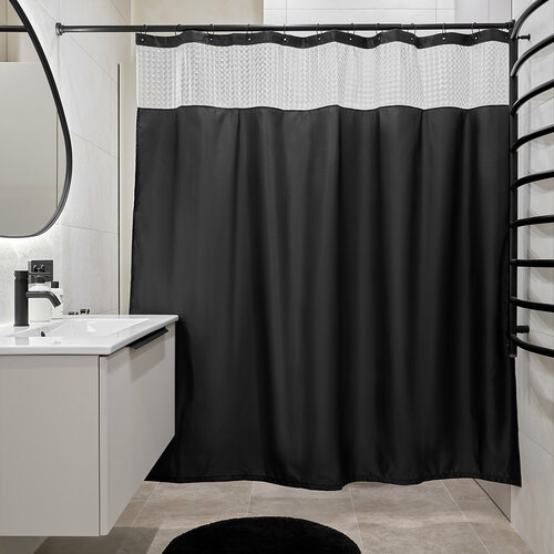 Занавеска (штора) Magma для ванной комнаты тканевая 180х200 см, цвет черный