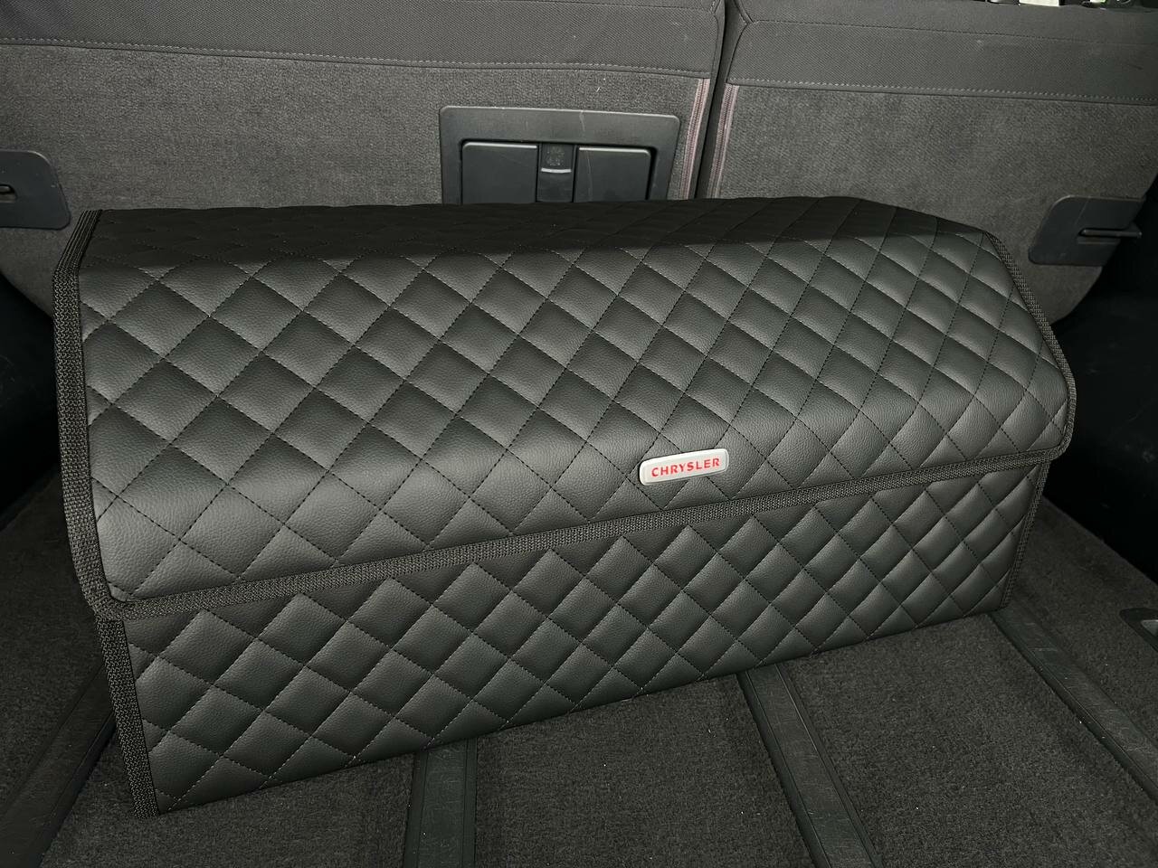 Органайзер в багажник Chrysler / Крайслер / Кофр 70х30х30, сумка, саквояж, ящик, черный с черной отстрочкой