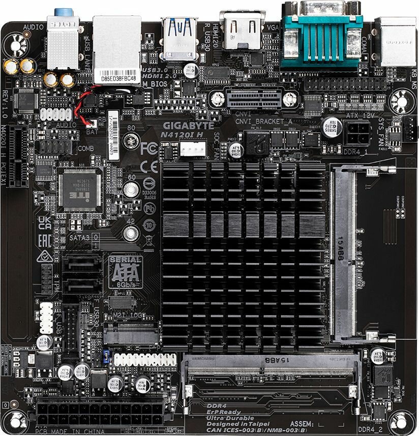 Материнская плата Gigabyte N4120I H 2xDDR4 mini-ITX AC`97 8ch(7.1) GbLAN+VGA+HDMI