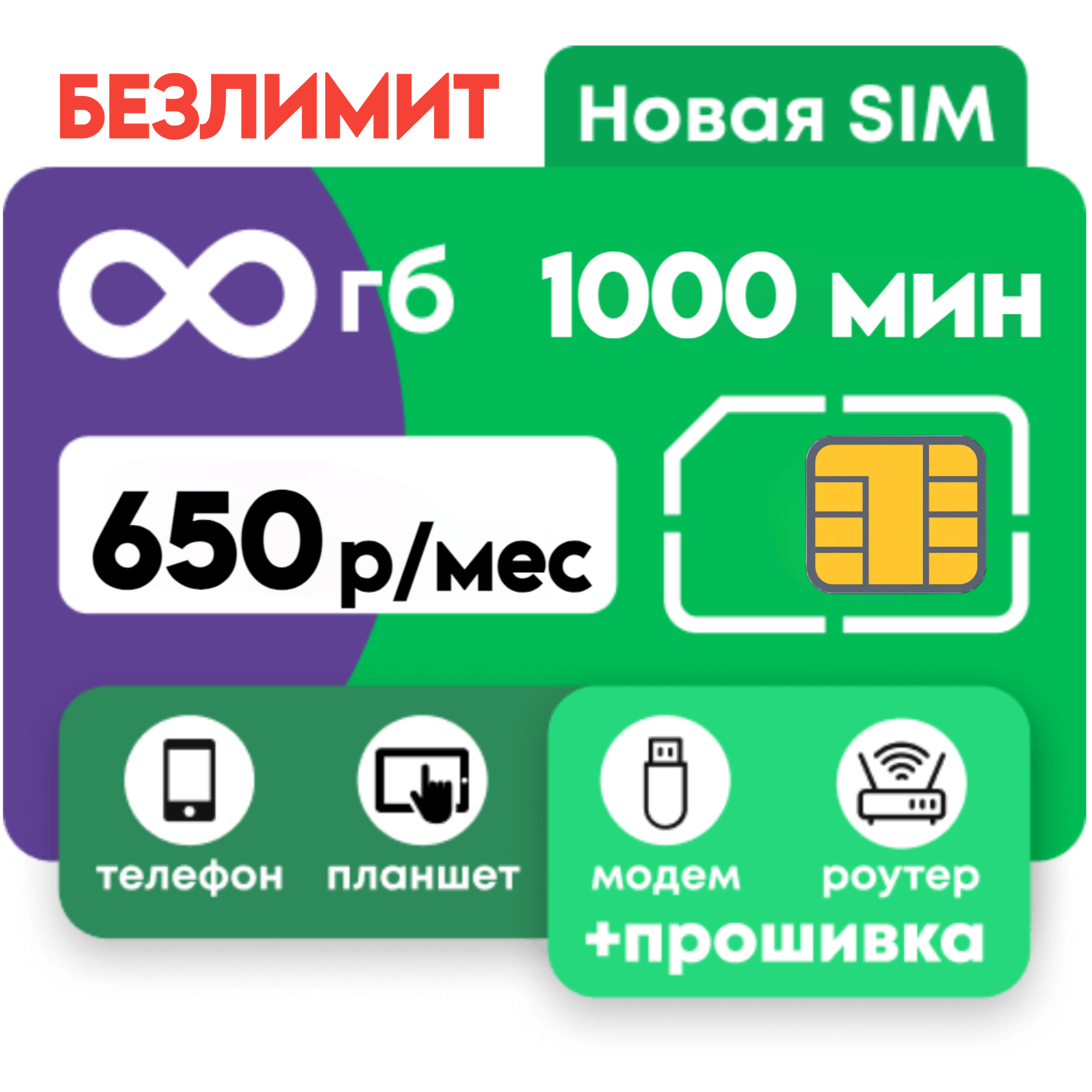 Sim-карта с безлимитным интернетом и красивым номером