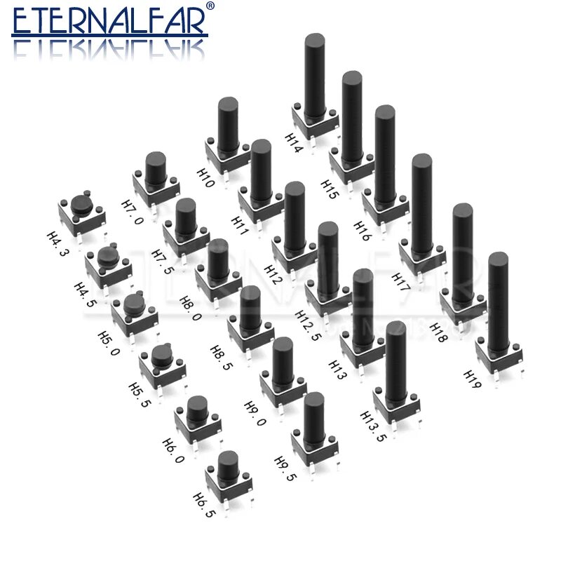 Тактовые переключатели ETERNALFAR 12В пластиковые 4PIN DIP2 SMD 20 шт H 5.5MM 6X6mm DIP2 Series 20Pieces-lot