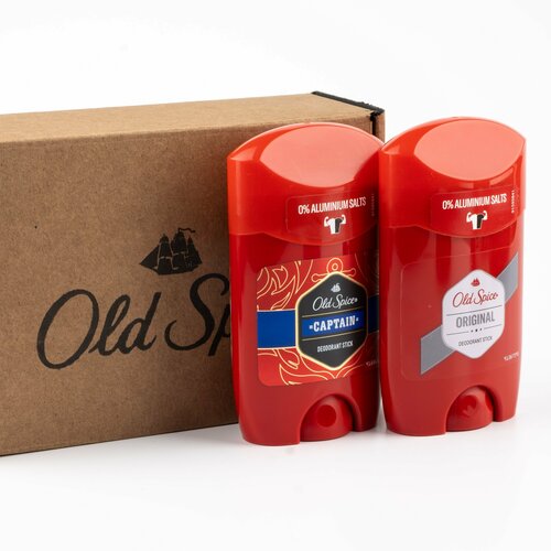 Подарочный набор для мужчин Old Spice. (Original дезодорант-стик 50мл.+ Captain дезодорант-стик 50мл.) в крафтовой коробке+ подарочный пакет.