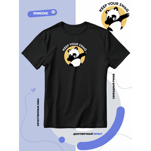 фото Футболка панда танцует даб keep your swag, размер xxs, черный smail-p