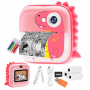 Детский фотоаппарат, карта памяти 32 Гб, 24 Мп фотографий и селфи, Детская портативная камера игрушка, розовый