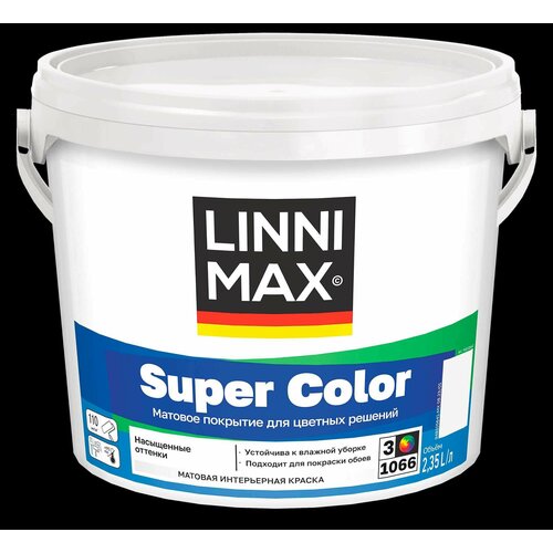 Краска интерьерная Linnimax Super Color цвет прозрачный база Б3 2.35 л краска фасадная linnimax acryl starke fassade цвет прозрачный матовая база б3 2 35 л