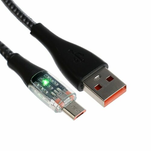 Кабель 2 А MicroUSB - USB прозрачный оплётка нейлон 1 м серый 1шт 441₽