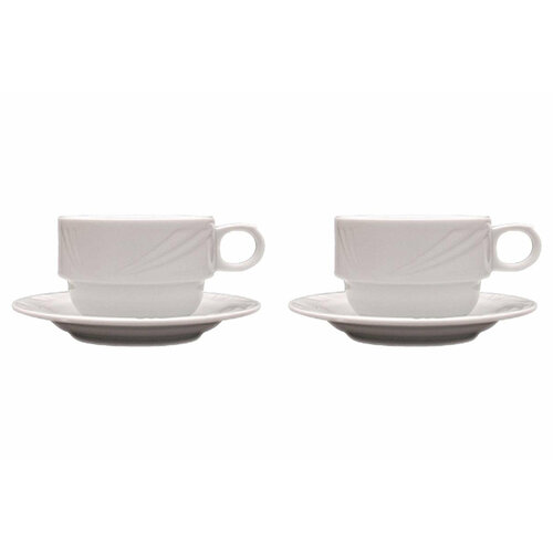 Набор из 2 чайных чашек Arcadia 11х75х65 см 180 мл белый фарфор Lubiana 0504 1624₽