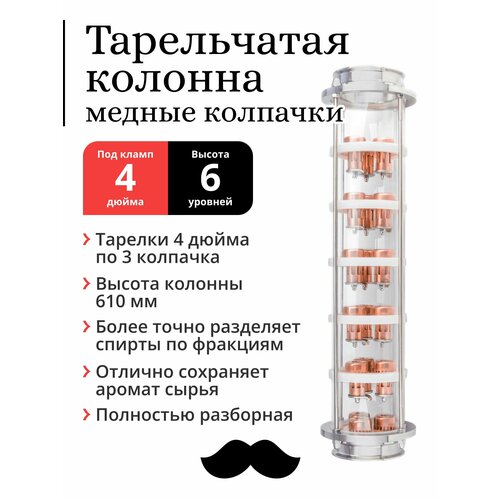 Колпачковая колонна медная тарелки 4 дюйма 3 колпачка на уровне 6 уровней под фланец 4 дюйма 3282000₽