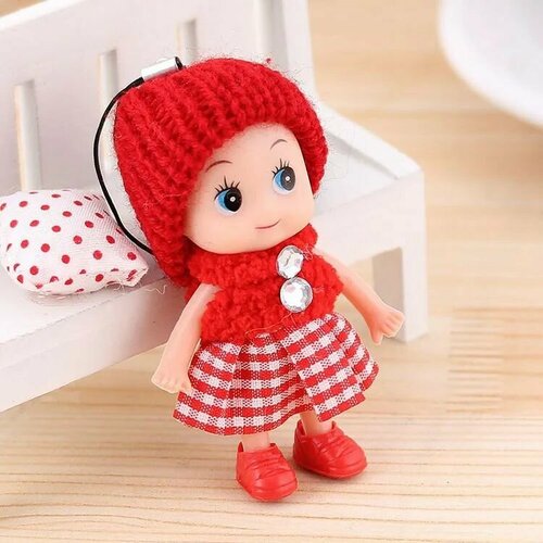 Брелок, красный куколка isabella в шапочке д78268