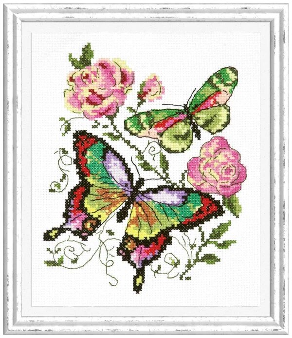 Набор для вышивания Чудесная Игла 42-04 "Бабочки и розы" 14 х 18 см