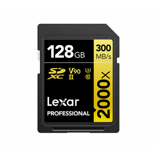 Карта памяти Lexar SDXC 128GB Professional 2000x UHS-II U3 V90 золотистый, черный