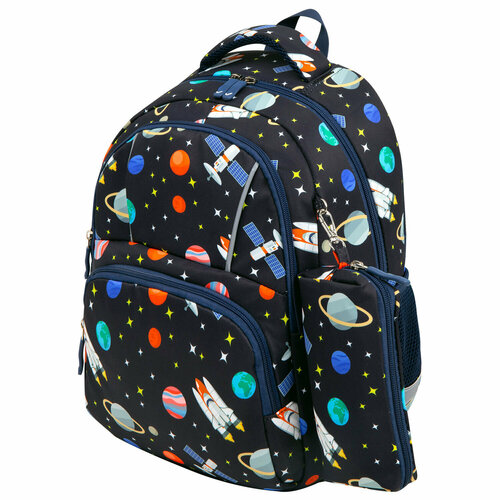 Рюкзак BRAUBERG KIDS SET, с пеналом в комплекте, 2 отделения, Space infinity, 37x28x16 см, 272099 школьные рюкзаки brauberg sydney рюкзак универсальный