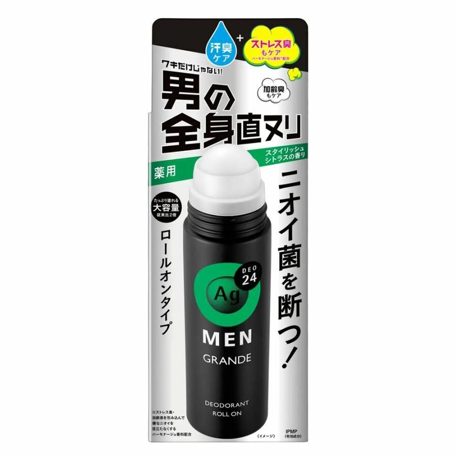 SHISEIDO Мужской роликовый дезодорант Ag Deo 24 Men с ионами серебра, цитрусовый аромат, 120 мл.