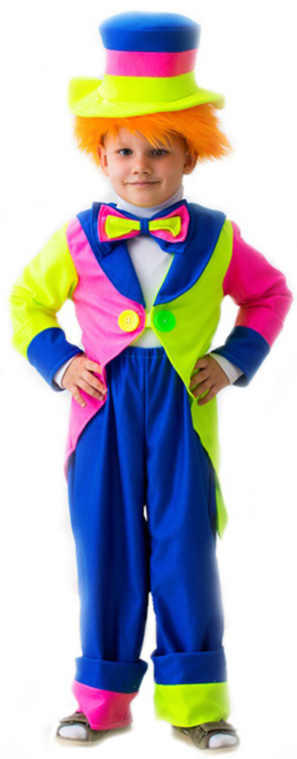 Карнавальный костюм детский "Клоун в шляпе", праздничный наряд для мальчика, 3-5 лет, рост 104-116 см