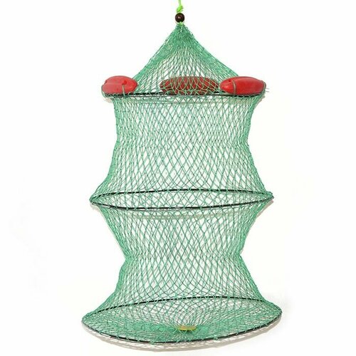 Садок рыболовный, диаметр 50 см, с поплавками, 3 кольца, капроновый, зеленый садок автомат 3 кольца