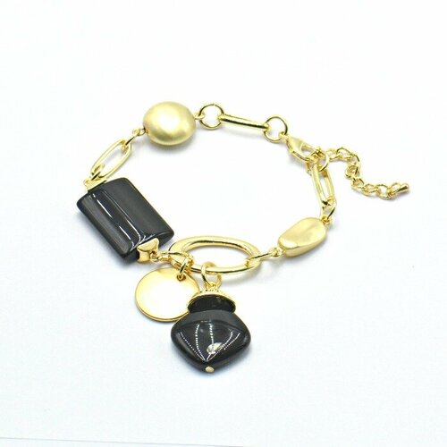 Браслет Silver WINGS, бижутерный сплав, 925 проба, эмаль, оникс