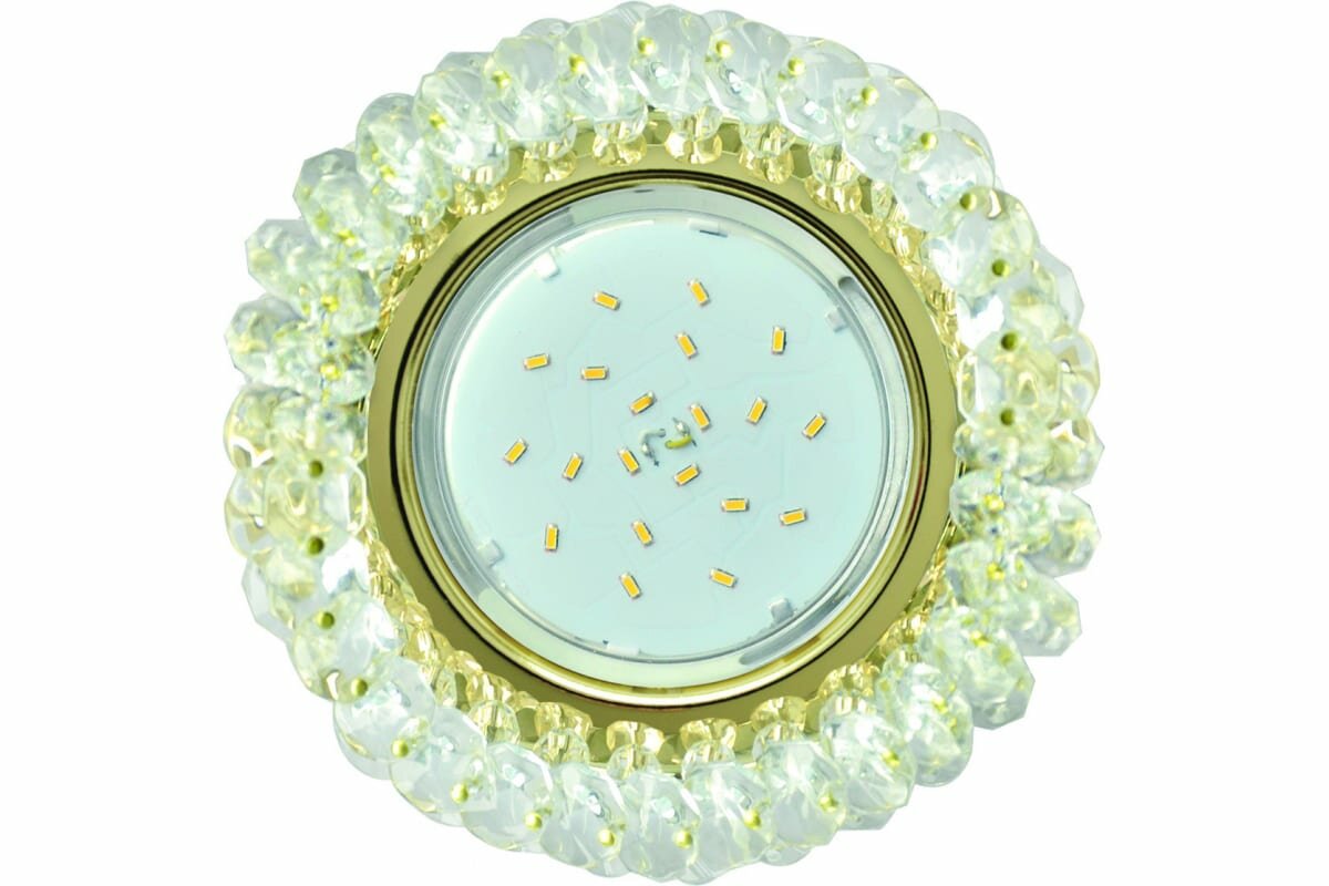 фото Ecola GX53 H4 светильник Стекло Круг с хрусталиками прозрачный золото 56x120 FD53RYECB (арт. 523988)