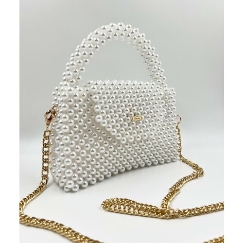 Сумка кросс-боди  Bride, фактура плетеная, белый, бежевый