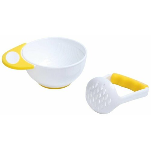 Набор посуды для приготовления детского питания для малышей в наборе пластиковая чаша со специальным фактурным дном и прессс с удобной ручкой от 0 месяцев цвета микс 803₽