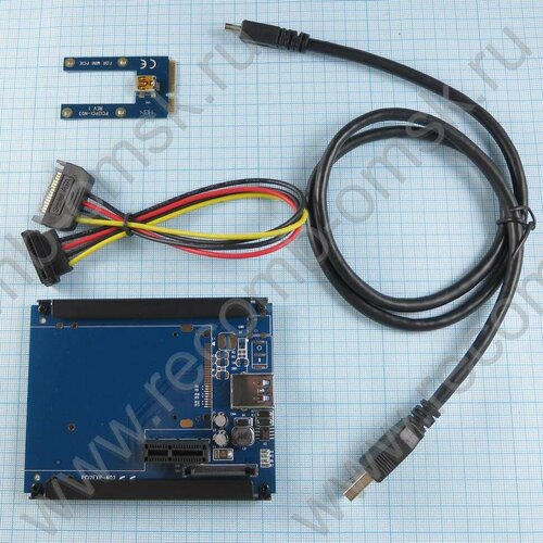 Переходник Mini PCI-E на PCI-E 1x с удлинителем. контроллер mini pci e to dual mini pci e espada модель fg mcv02a 1