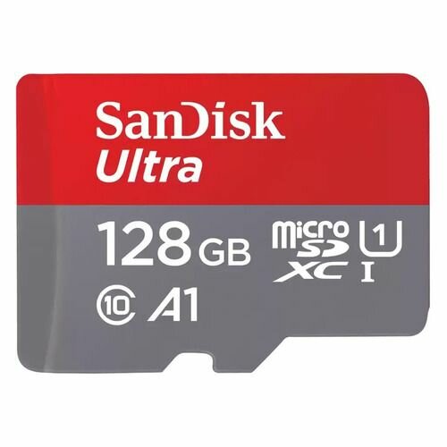 Карта памяти microSDXC UHS-I Sandisk Ultra 128 ГБ, 140 МБ/с, Class 10, SDSQUAB-128G-GN6MN, 1 шт, без адаптера