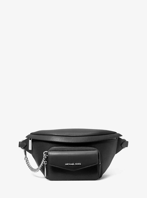 Сумка поясная MICHAEL KORS Michael Kors Womens Waist bag Black hardware silve 35F3S5MN6L, фактура матовая, зернистая, черный