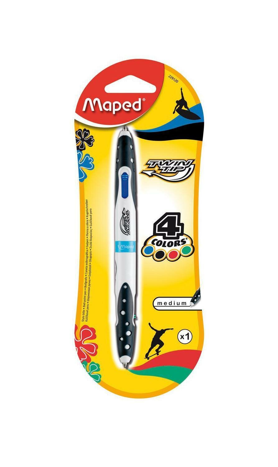 Ручка шариковая Maped TWIN TIP (229120) авт. 1мм обрез. корпус 4цв. двусторонняя блистер