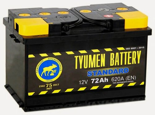 Изображение товара Аккумулятор автомобильный TYUMEN BATTERY STANDARD 72 А/ч 620 А обр. пол. низкий Евро авто (278х175х175)