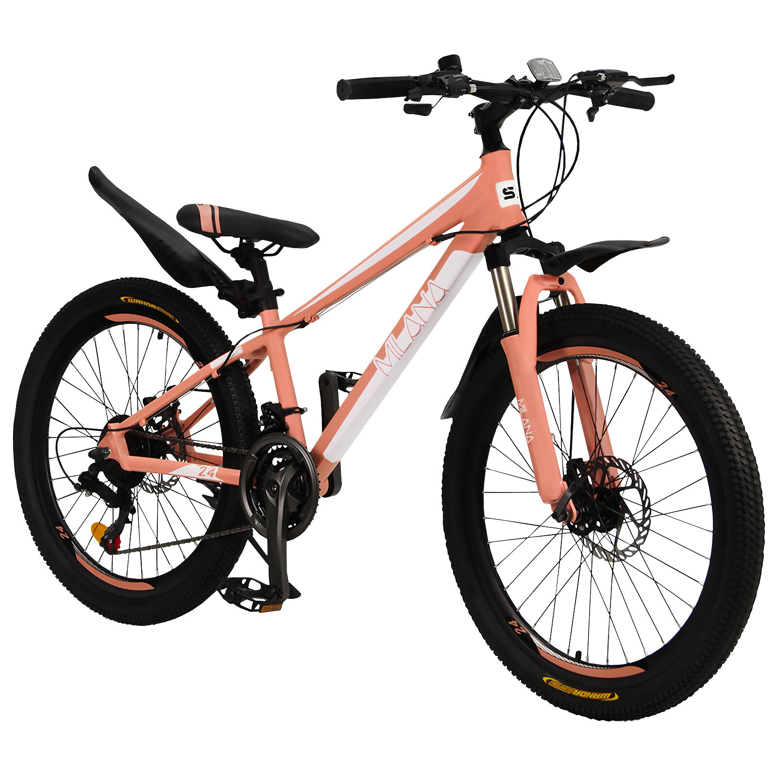 Горный велосипед детский скоростной Milana 24" персиковый, 8-14 лет, 21 скорость (Shimano tourney)