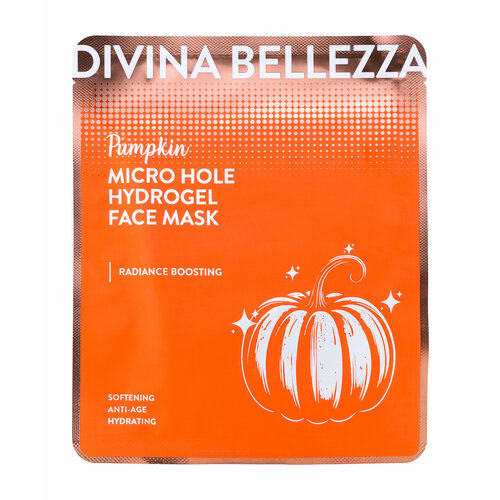 DIVINA BELLEZZA Маска для лица с экстрактом тыквы гидрогелевая с микроотверстиями, 30 г