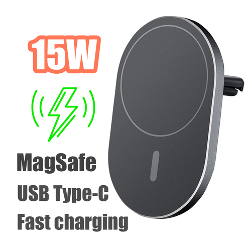 Автомобильная беспроводная магнитная зарядка c MagSafe 15W для Apple/IPhone/Android/Samsung/Google/Huawei/Pixel/Смартфона беспроводная зарядка подставка для смартфона avenue catena черный