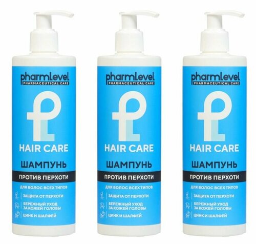 Pharmlevel Шампунь для волос Hair Care Против перхоти, 400 мл, 3 шт