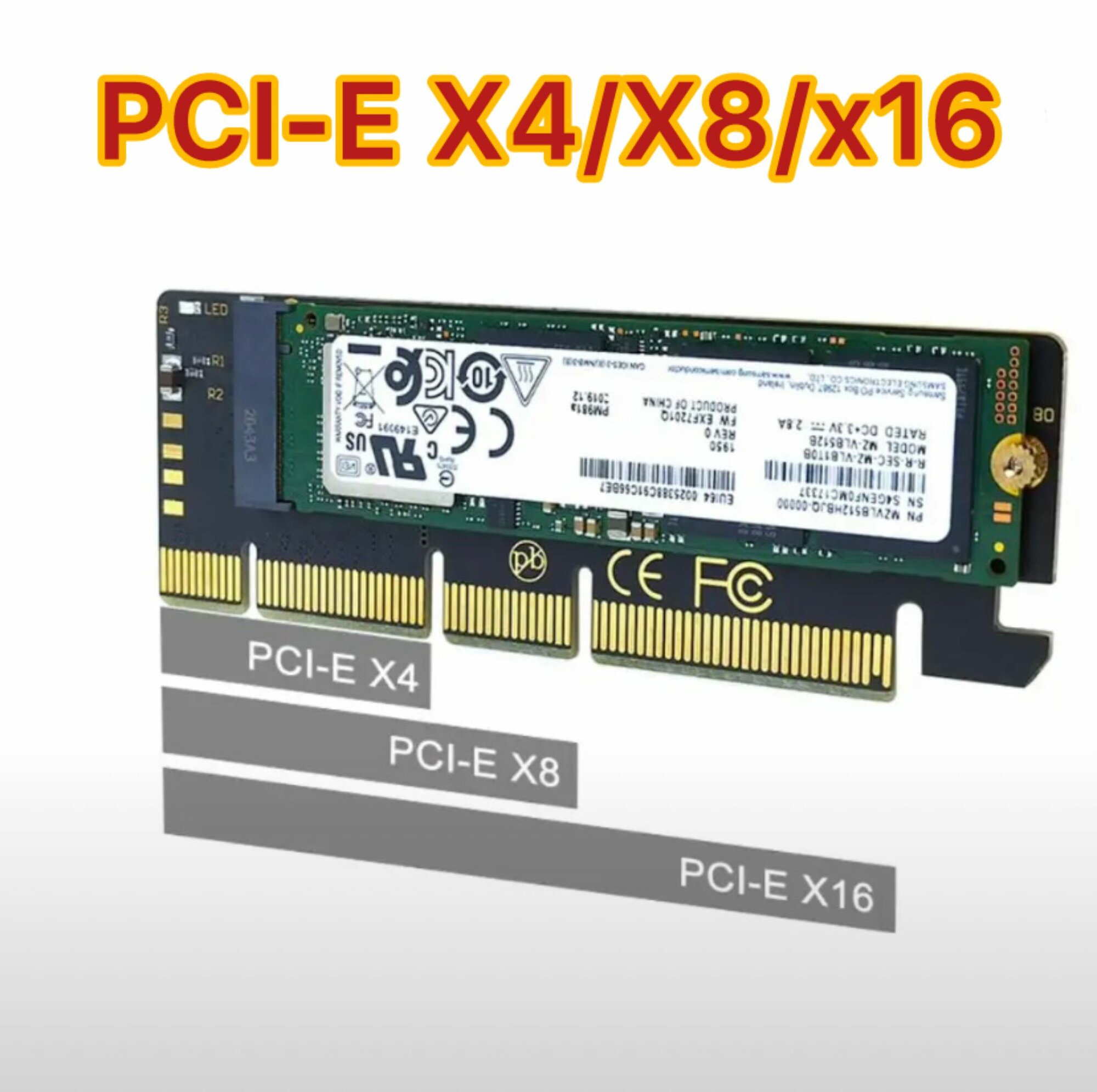 Адаптер-переходник(2шт) (плата расширения) для установки SSD M.2 2230-2280 PCI-E NVMe (M, B+M key) в слот PCI-E 3.0/4.0 x4/x8/x16, черный, NHFK N-M201 ver. 3.0