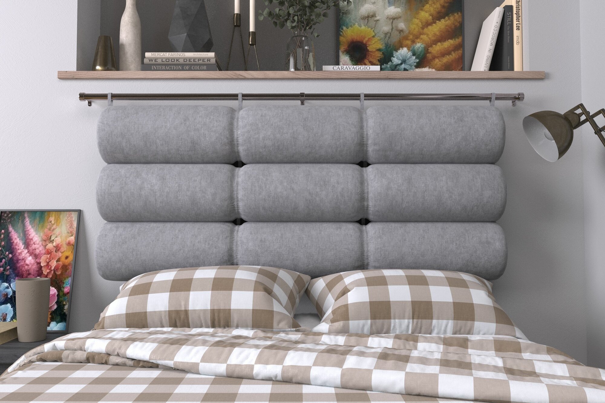 Набивное изголовье-подушка для кровати Mr. Mattress Soft XL 180x20 Iron с креплением