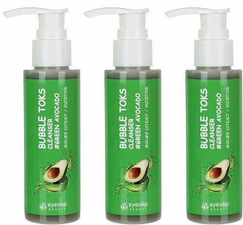 Eyenlip Пенка для лица кислородная с маслом авокадо Green Avocado Bubble Toks Cleanser, 100 мл, 3 шт